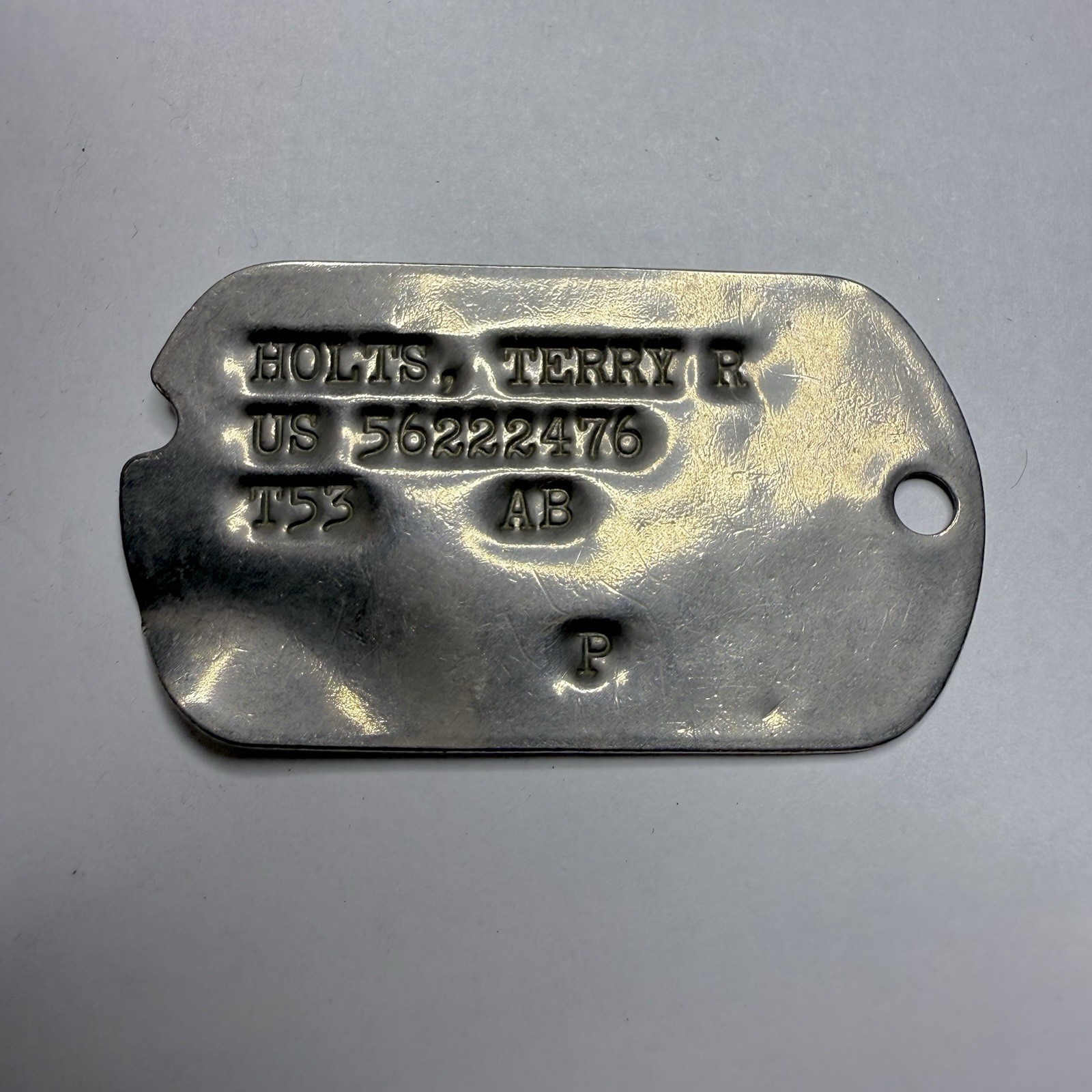 Korean Vietnam War US Army Single Dogtag T53