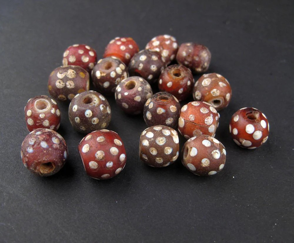 Antique Red Skunk Venetian Eye Trade Bead Single bead 4 Pack