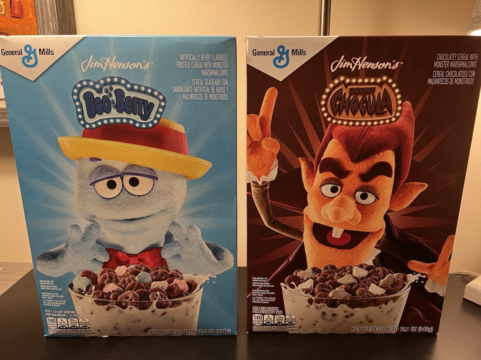 2x Lot Jim Henson General Mills Monster Cereal. Boo Berry-Count Chocula 7/2027 2x Lot Jim Henson General Mills Monster Cereal. Boo Berry-Count Chocula 7/2027