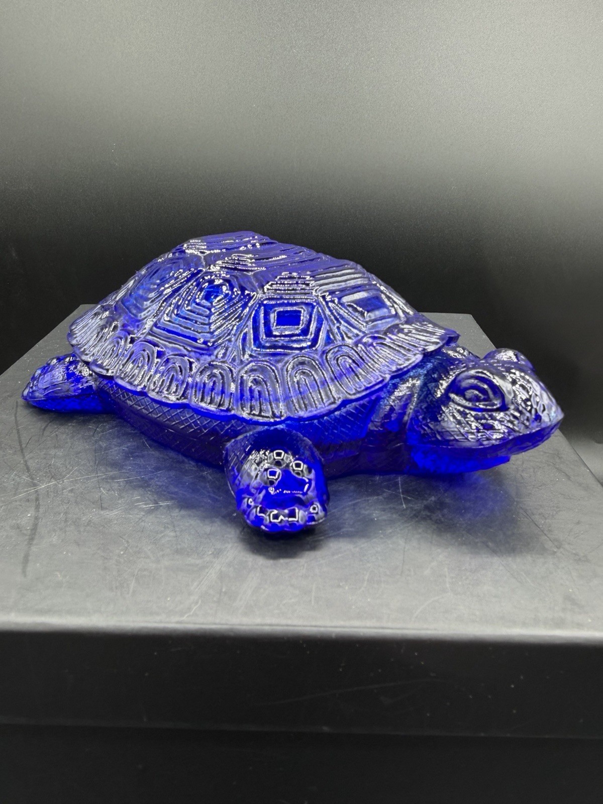 Vintage Cobalt Blue Presser Glass Turtle Trinket Box/ Ring Dish Vintage Cobalt Blue Presser Glass Turtle Trinket Box/ Ring Dish