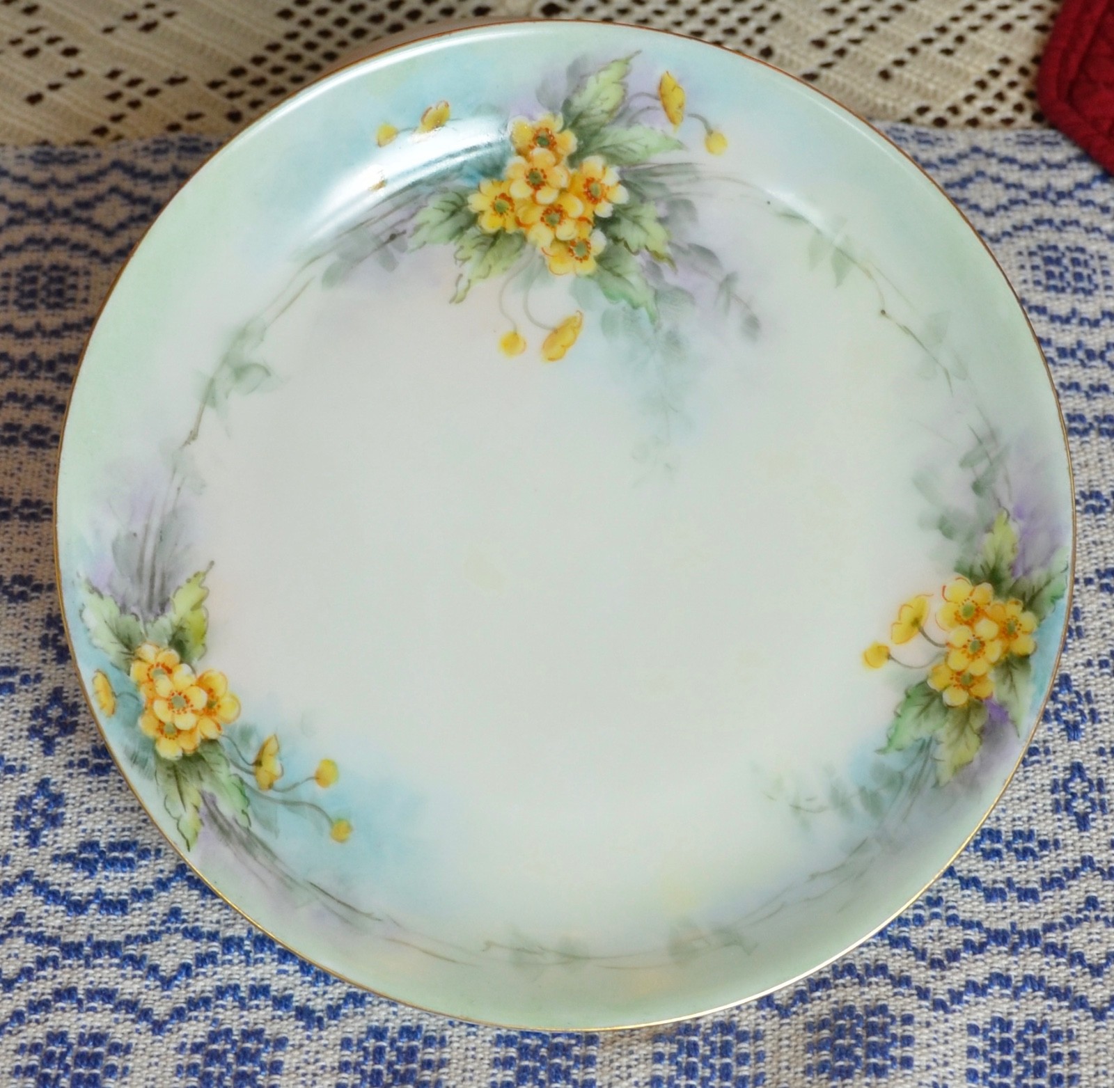 Antique HR Hutschenreuther Selb Plate Bavaria Signed Porcelain Yellow Floral
