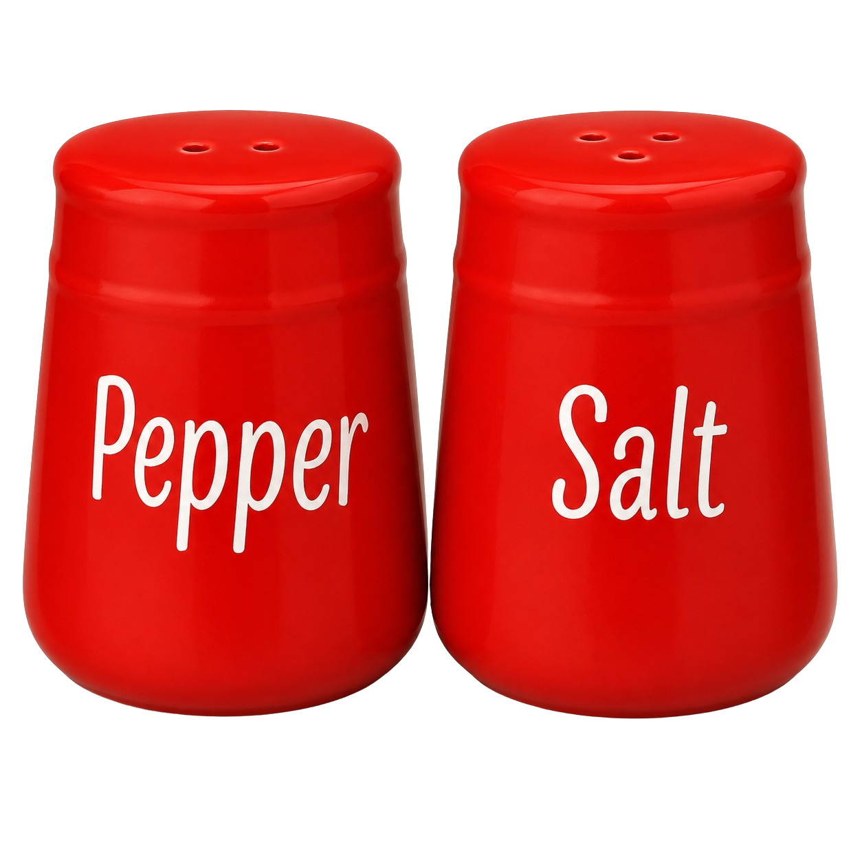 Red Ceramic Salt and Pepper Shaker Set Classic Retro Diner Style 2 Oz Each
