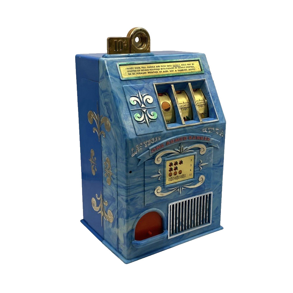 Vintage Medley One Armed Banker 10 Cent Retro Toy Slot Machine Coin Bank