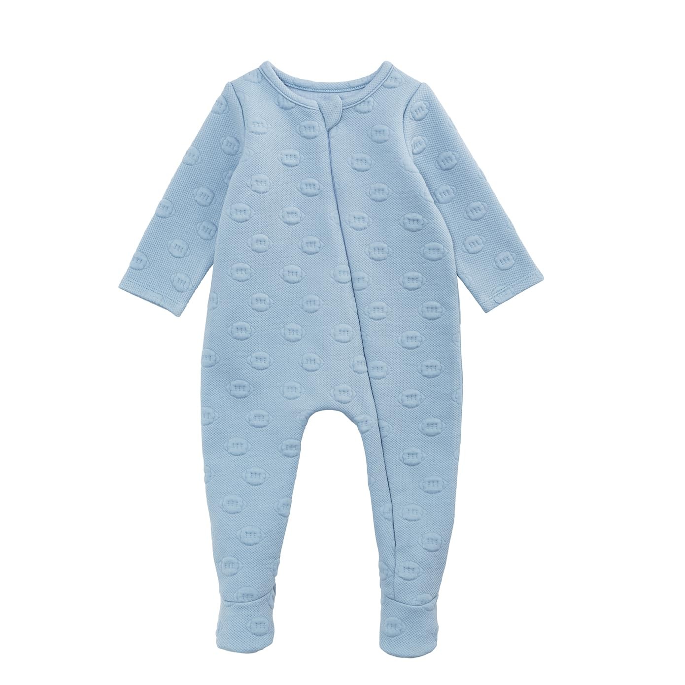 Mud Pie Baby Boy\'s Kids Quilted Football Sleeper, Blue Size 6-9 Months Mud Pie Baby Boy\'s Kids Quilted Football Sleeper, Blue Size 6-9 Months