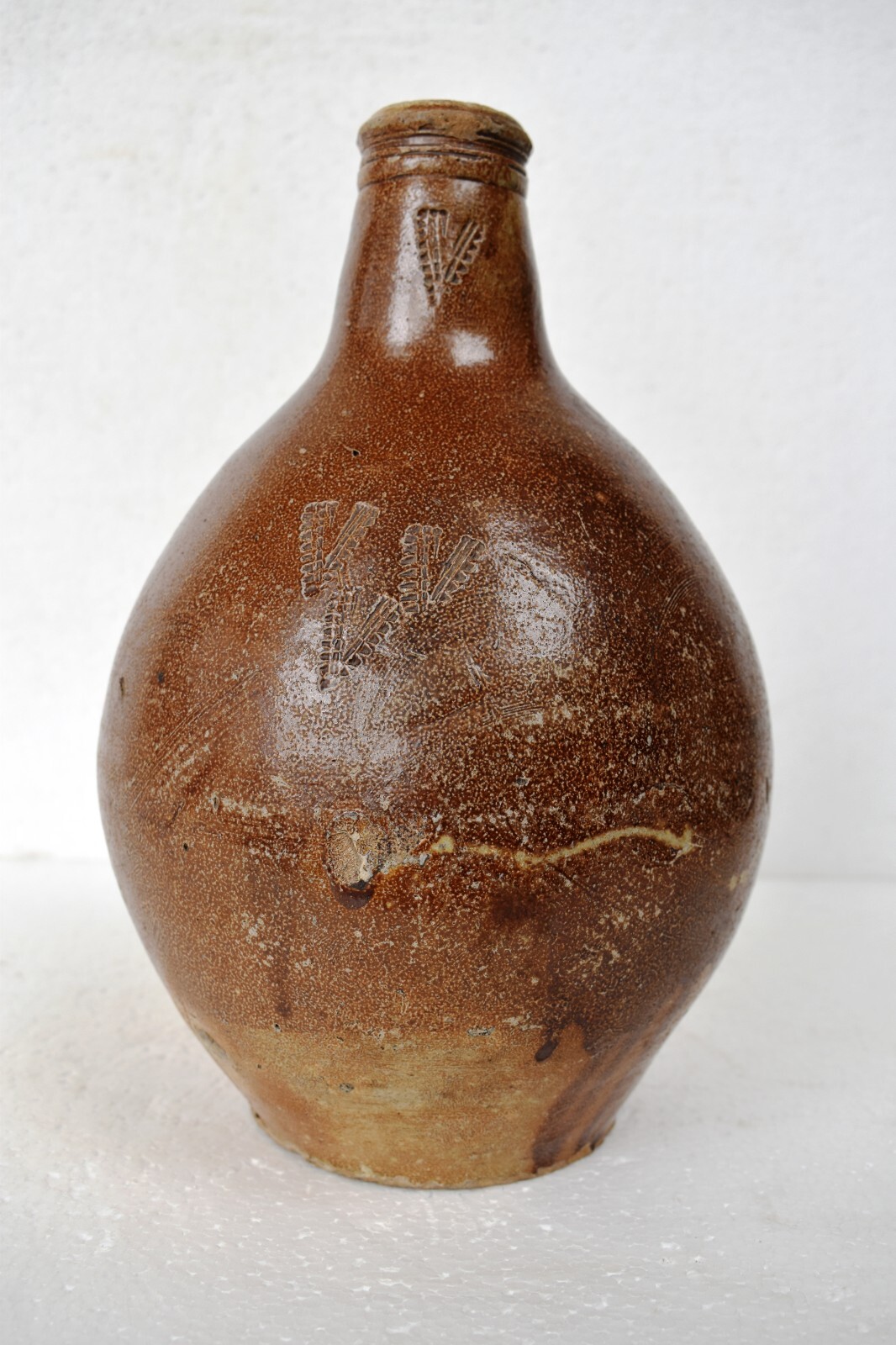 Antique Bellarmine Jug Salt-Glazed Stoneware German 1650 Wine Bottle With Mark\ Antique Bellarmine Jug Salt-Glazed Stoneware German 1650 Wine Bottle With Mark\