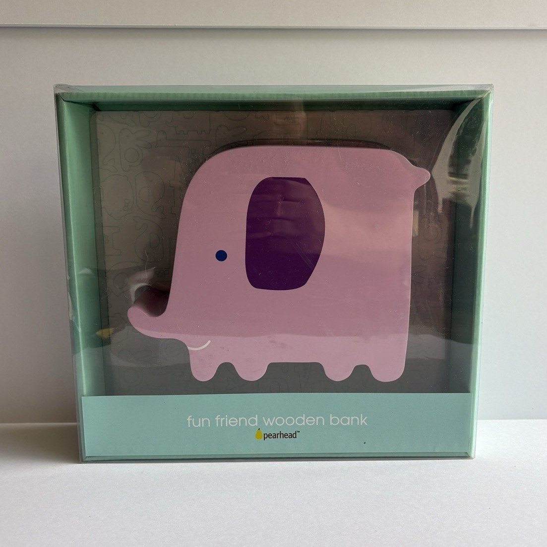 Pearhead Original Wooden Elephant Piggy Bank Coin Bank Fun Friend Animal Theme