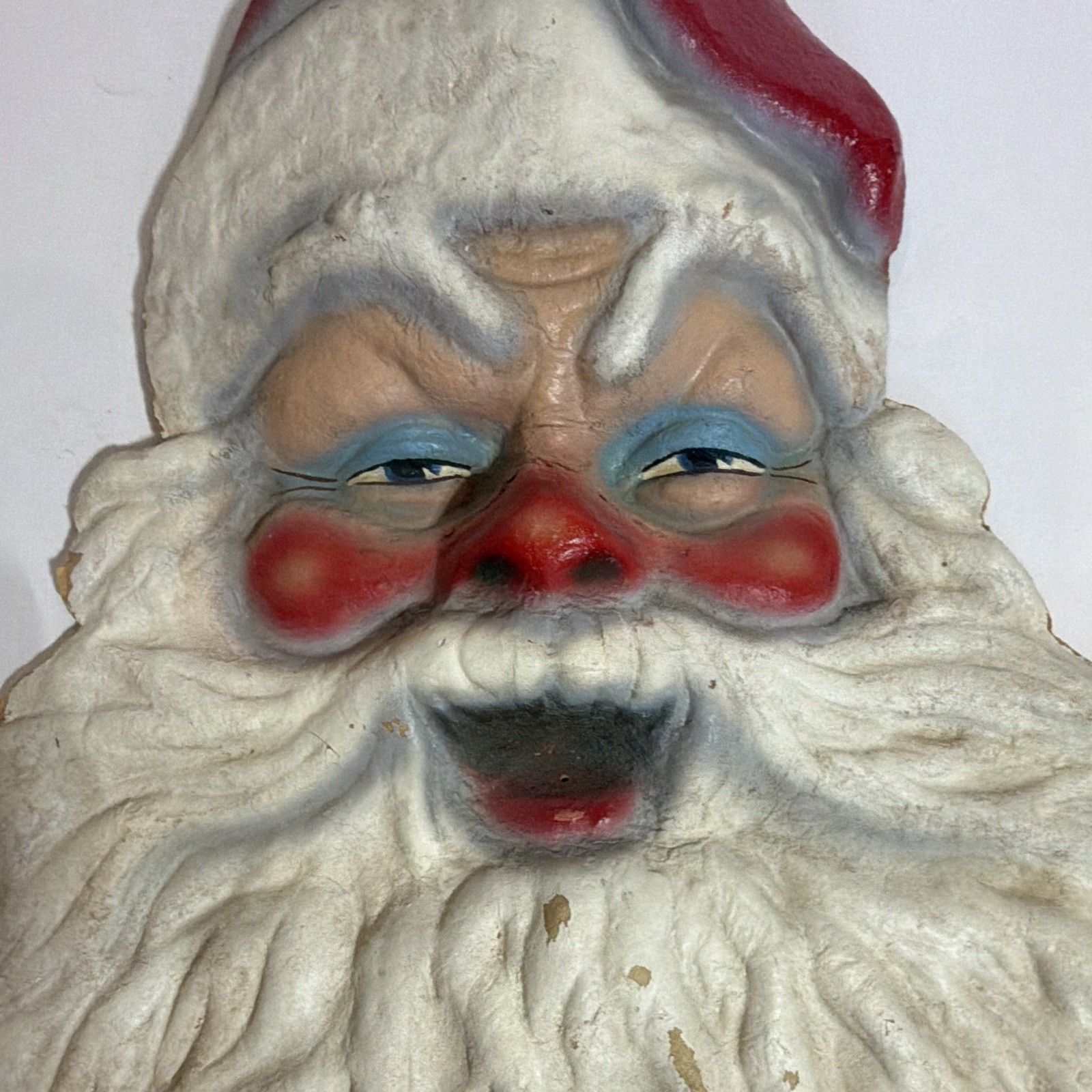 Vintage 1950s Pulp Santa Claus Face Wall Plaque Rare Santa California NoHo Label Vintage 1950s Pulp Santa Claus Face Wall Plaque Rare Santa California NoHo Label