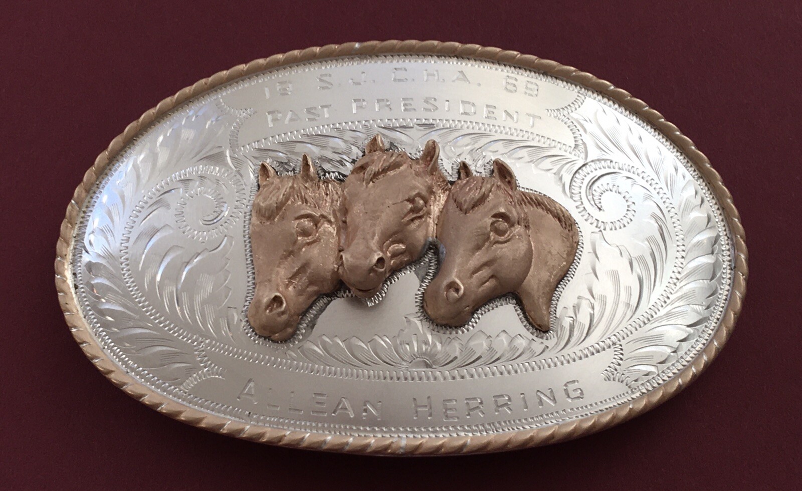VTG Old West Sterling Silver Irvine Jachens 1969 SJCHA President’s Belt Buckle VTG Old West Sterling Silver Irvine Jachens 1969 SJCHA President’s Belt Buckle
