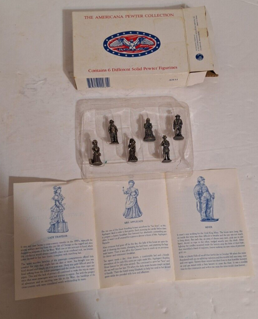 Liberty Falls Americana Pewter Collection 6 Figurines Louden Miner Snake Eye etc
