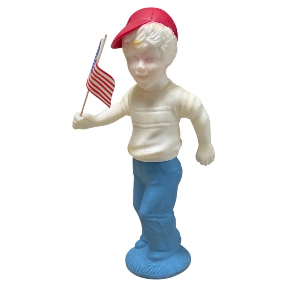 Vintage Avon Marching Proud Boy Empty Bottle Figurine American Flag Decanter VTG