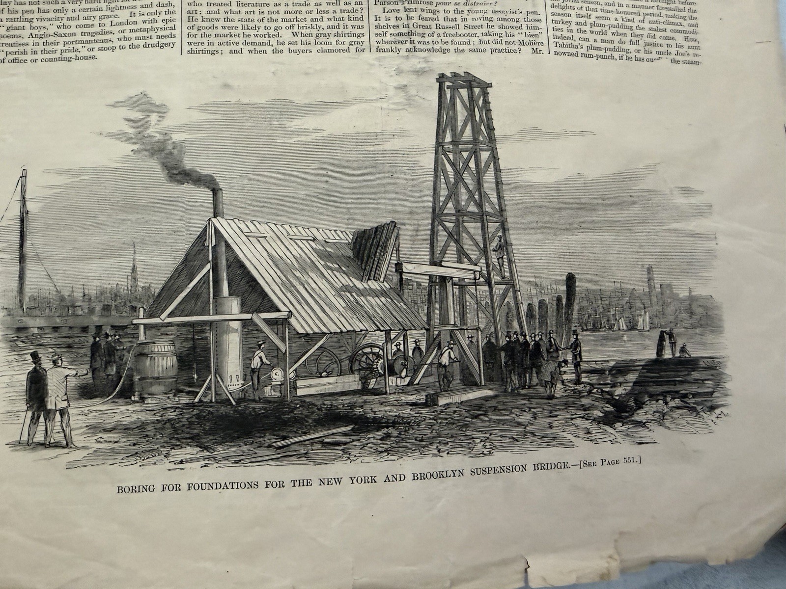 Harper’s Weekly Newspaper 1867 Brooklyn Bridge Suspension & More New York