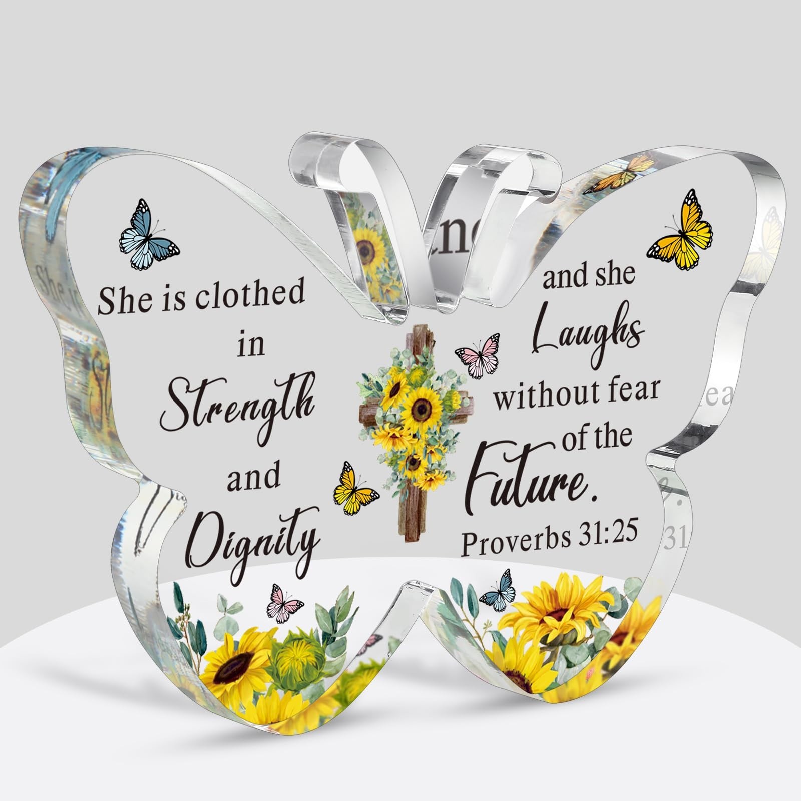 Inspirational Acrylic Butterfly Plaque with Bible Verse - Christian Gifts for Mo Inspirational Acrylic Butterfly Plaque with Bible Verse - Christian Gifts for Mo