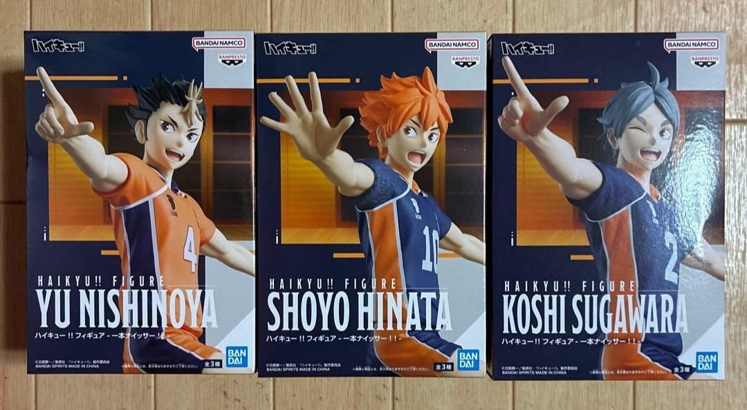 Haikyuu Nice Serve Figure Set Hinata ＆ Nishinoya & Sugawara Height 5.5 inch