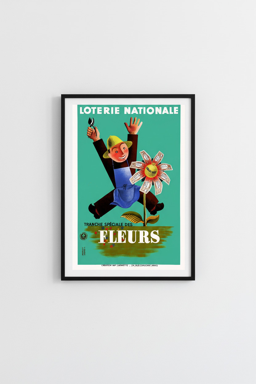 RARE Loterie Nationale 1950s French Vintage Poster - 24x32” RARE Loterie Nationale 1950s French Vintage Poster - 24x32”