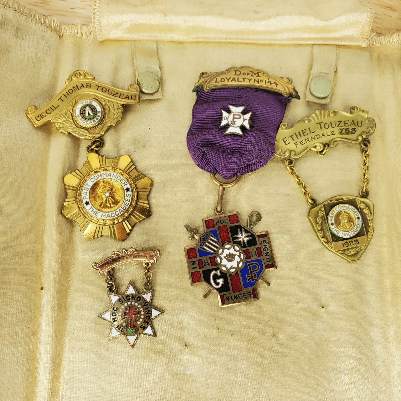 Antique Fraternal Medal Lot Maccabees Past Commander Masonic 1920s Lot of 4