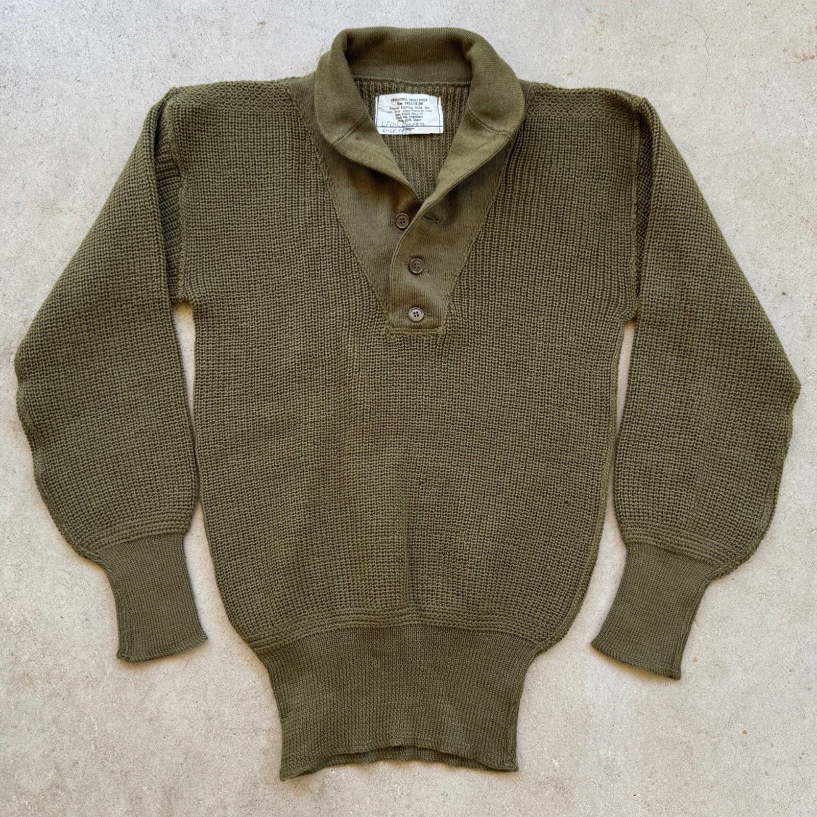 Named WWII 1944 US Army High Neck Wool Jeep Sweater Lt Col Boerem 32nd Infantry
