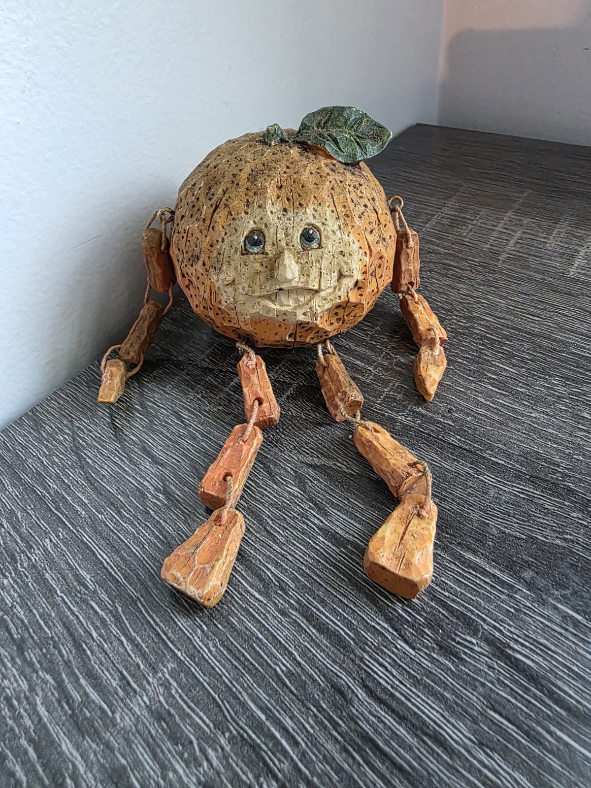Vintage Fruit Shelf Sitter Anthropomorphic Orange Peach Vintage 1980s Resin