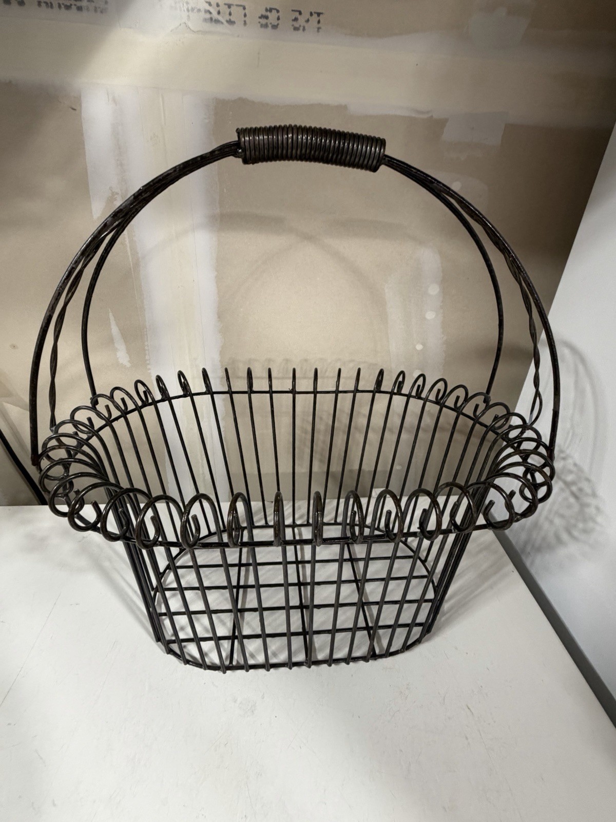 Vintage French Farmhouse Twisted Wire Basket Vintage French Farmhouse Twisted Wire Basket
