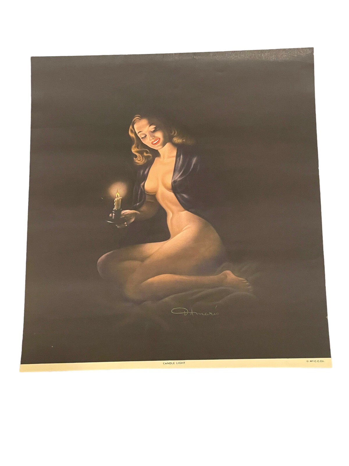 Vtg Frank D Amario Candle Light Pinup Poster Mc C.C. Co Calendar 1950s