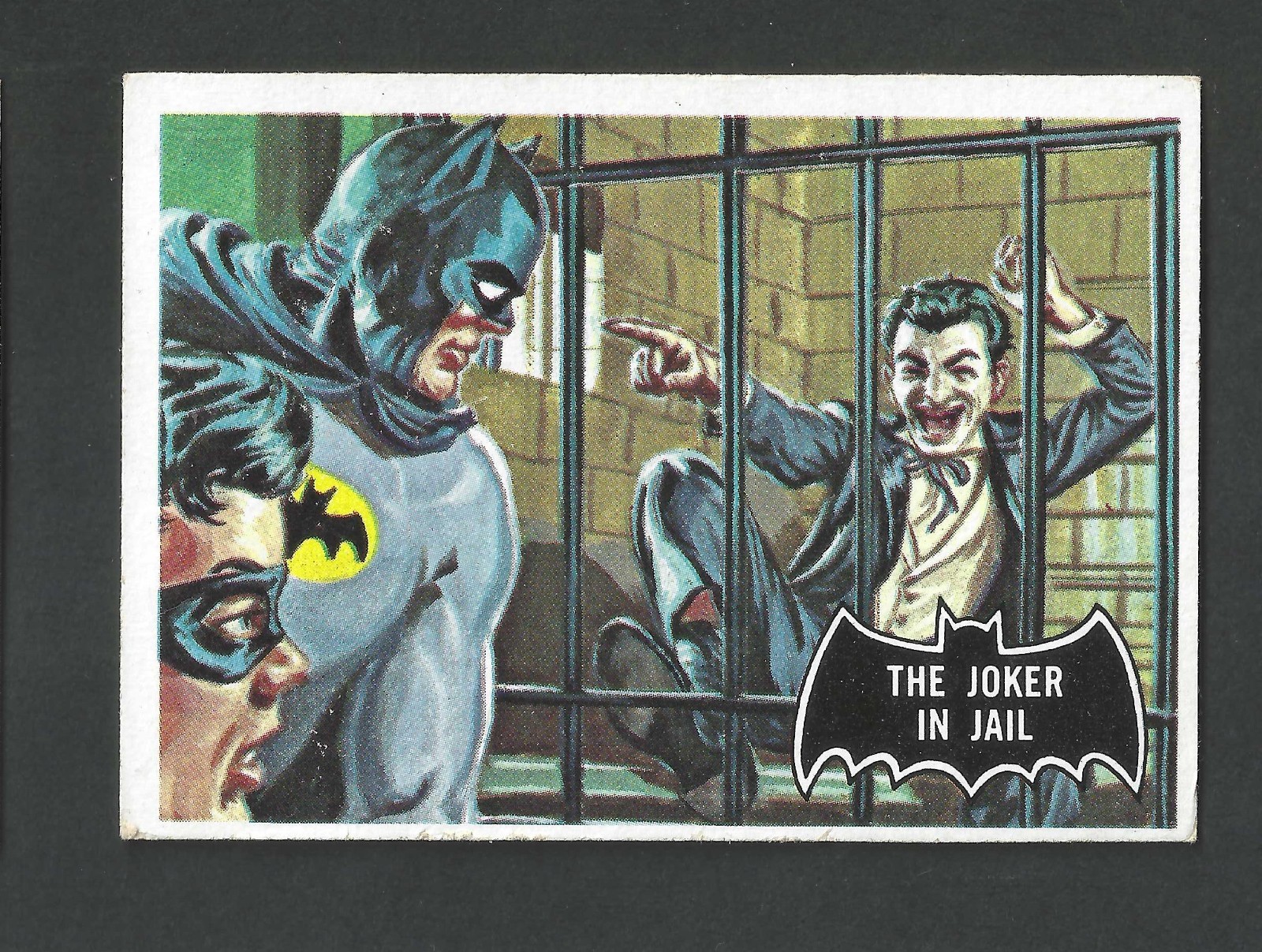 1966 Topps Batman Black Bat #13 The Joker in Jail 1966 Topps Batman Black Bat #13 The Joker in Jail