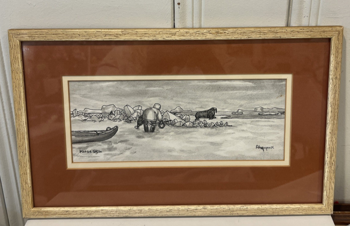 Original signed artwork by noted Alaska Native artist George Ahgupuk (1911–2001)