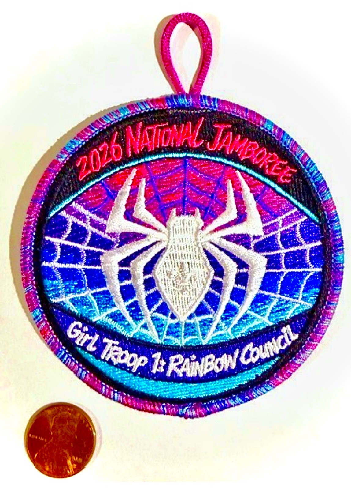 BOY SCOUT BSA RAINBOW COUNCIL OA 197 2026 JAMBOREE GIRL TROOP 1 SPIDER-MAN PATCH