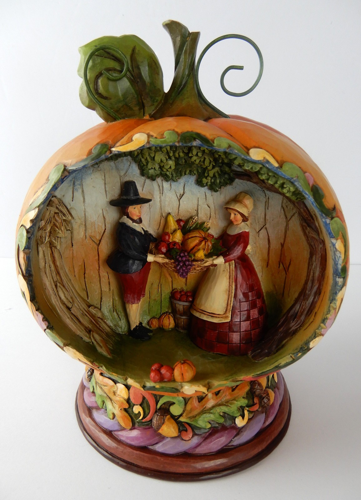2009 Jim Shore Blessings Of The Harvest Lighted Thanksgiving Pumpkin Diorama