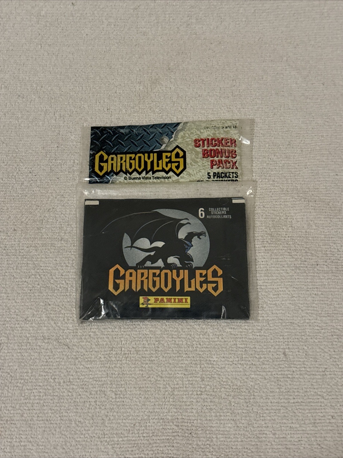 Vintage 1996 Gargoyles Panini Sealed Album Sticker Pack 5 Packs (6 Sticker Each)