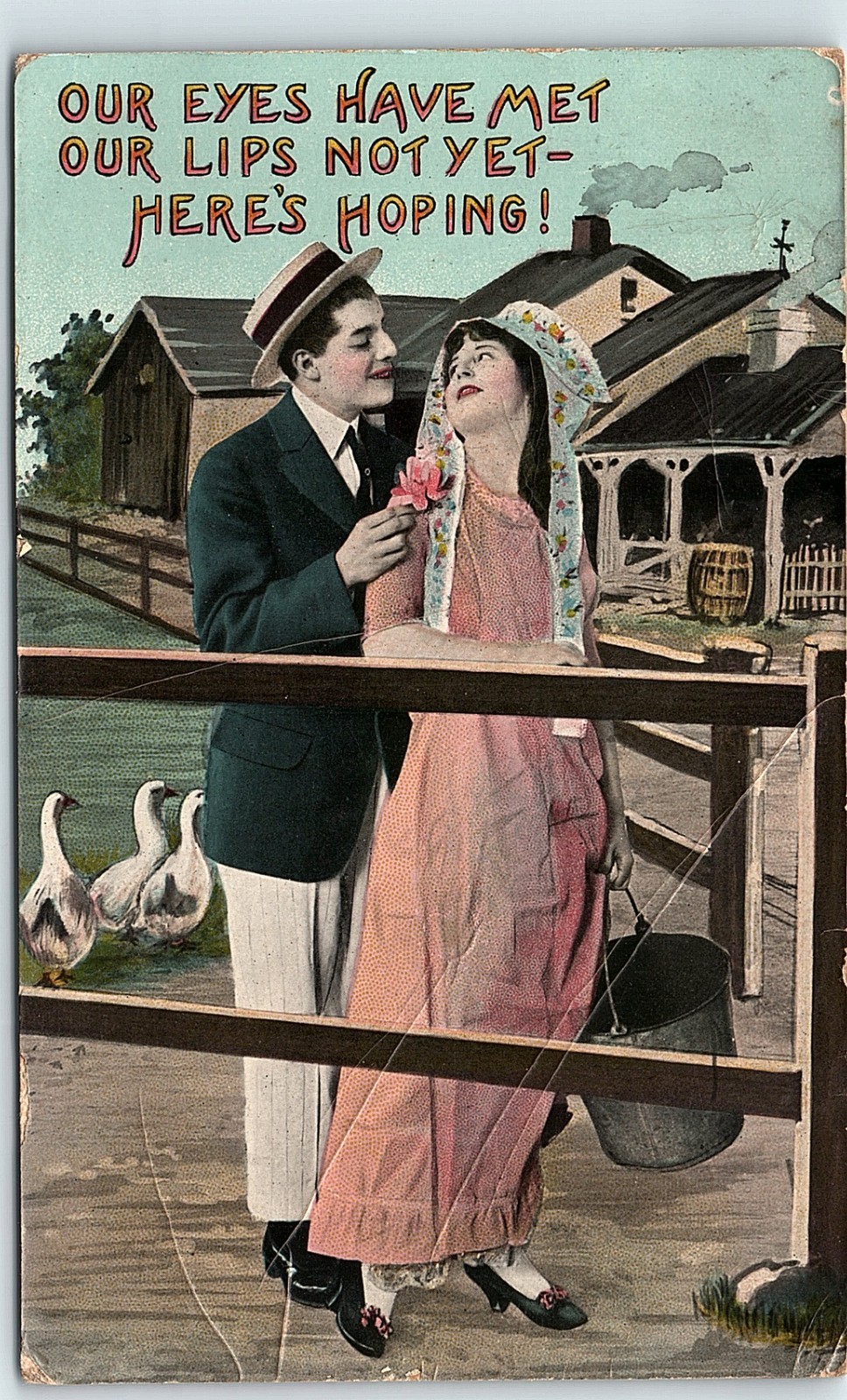 Vintage Postcard Our Eyes Have Met Our Lips Not Yet Romance Card Vintage Postcard Our Eyes Have Met Our Lips Not Yet Romance Card