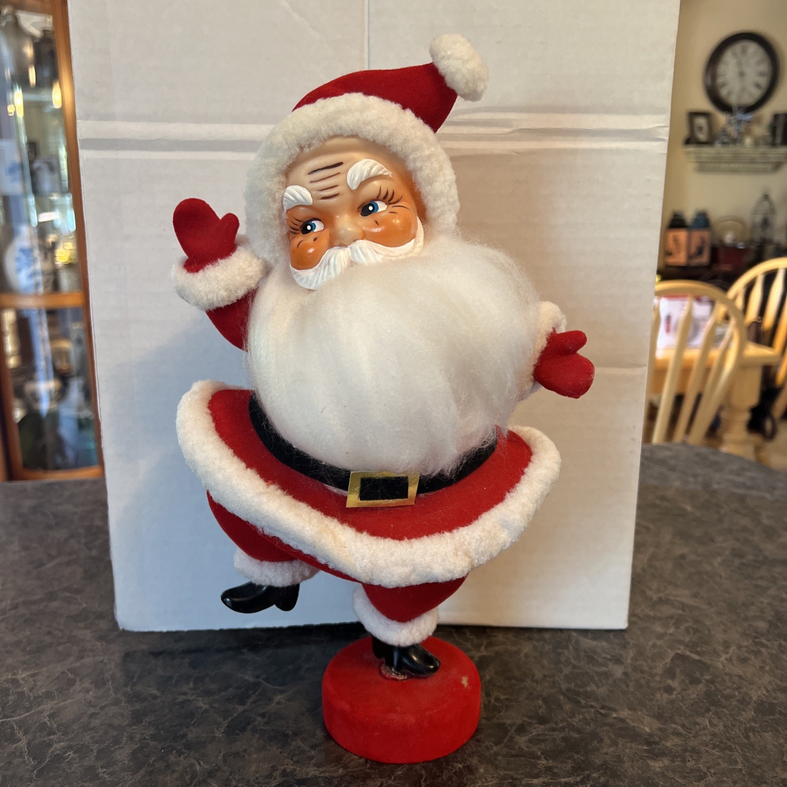 Giant 13” Tall Vintage Christmas Standing Flocked Waving dancing Santa Claus Giant 13” Tall Vintage Christmas Standing Flocked Waving dancing Santa Claus