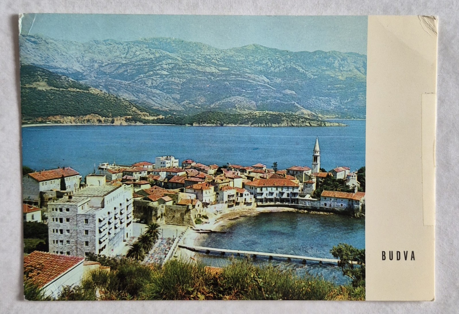 Postcard....Aerial View of Budva in Montenegro/Yugoslavia, Postmarked 1966, 4x6 