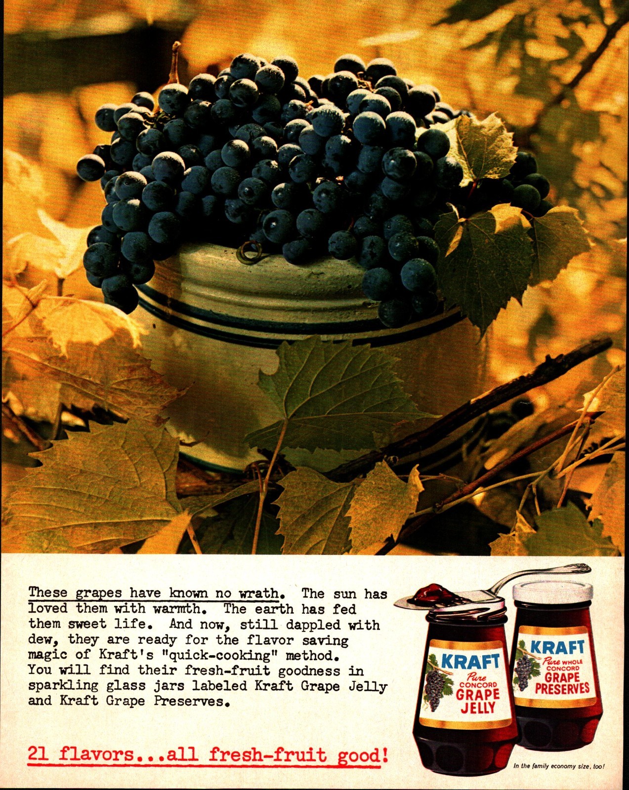 1962 Kraft Vintage Print Ad Grape Jelly Preserves Fall Leaves Food Ephemera 1962 Kraft Vintage Print Ad Grape Jelly Preserves Fall Leaves Food Ephemera