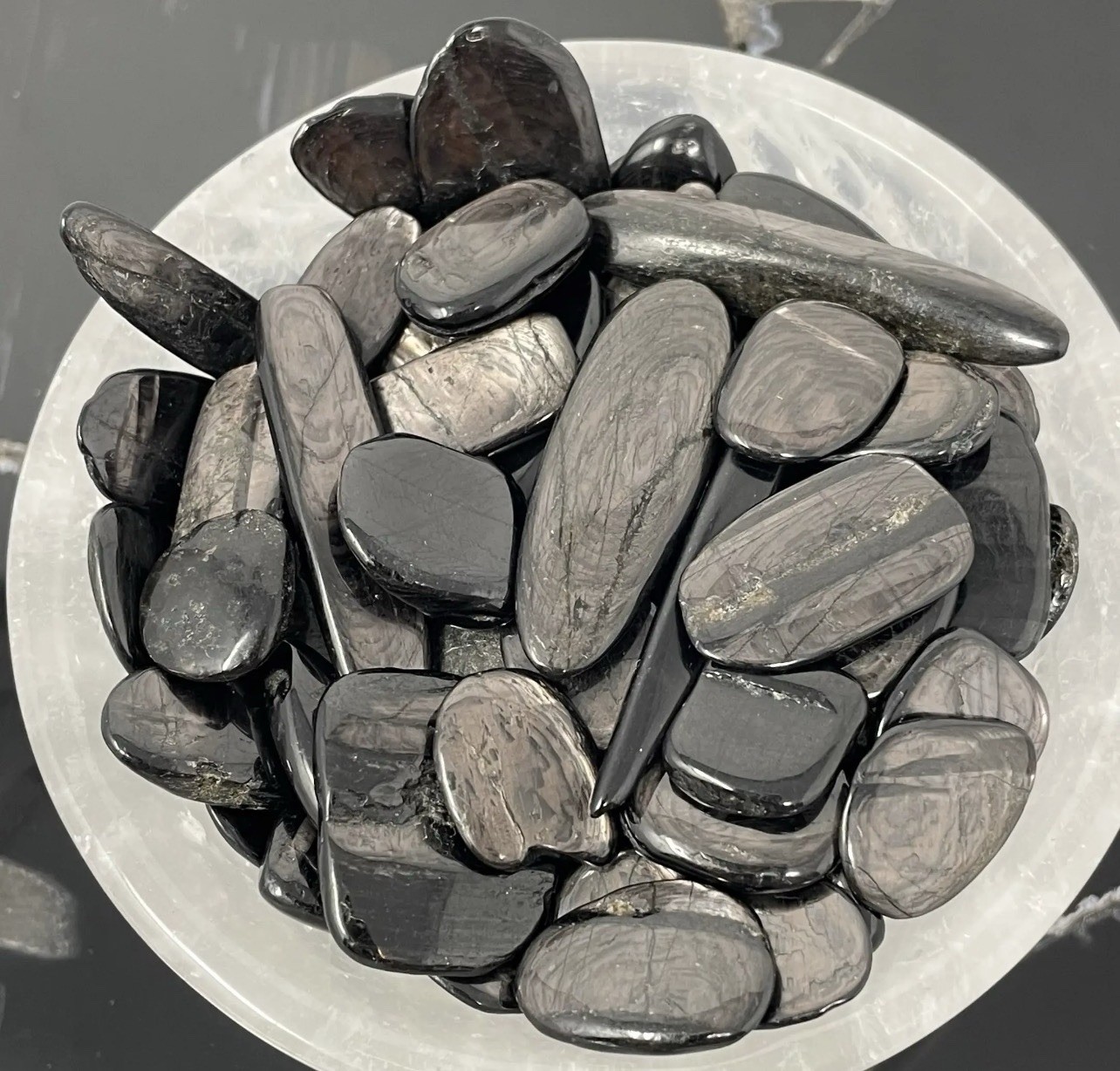 1/4 Pound Bag Natural Siver Sheen Hypersthene Stone Pocket Stones 1/4 Pound Bag Natural Siver Sheen Hypersthene Stone Pocket Stones