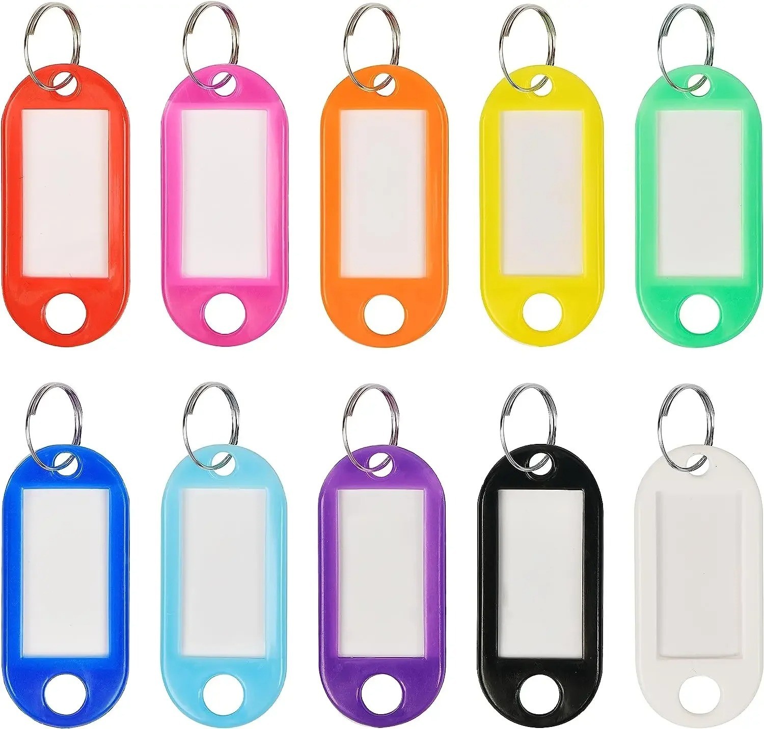 50/30/10Pcs Plastic Key Tags Name ID Labels with Split Rings for Keys & Baggage 50/30/10Pcs Plastic Key Tags Name ID Labels with Split Rings for Keys & Baggage