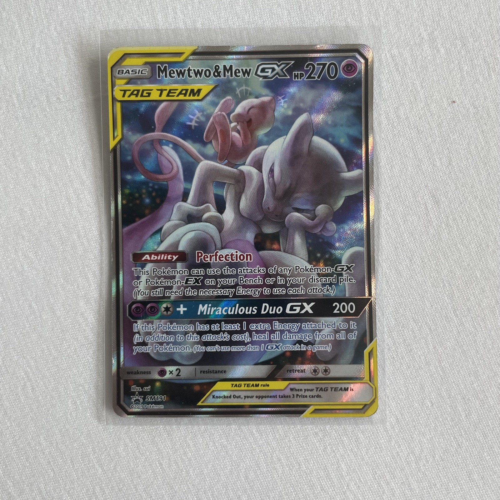 Mewtwo & Mew GX SM191 Black Star Promo Full Art Tag Team Holo NM (ends 30/6/26)
