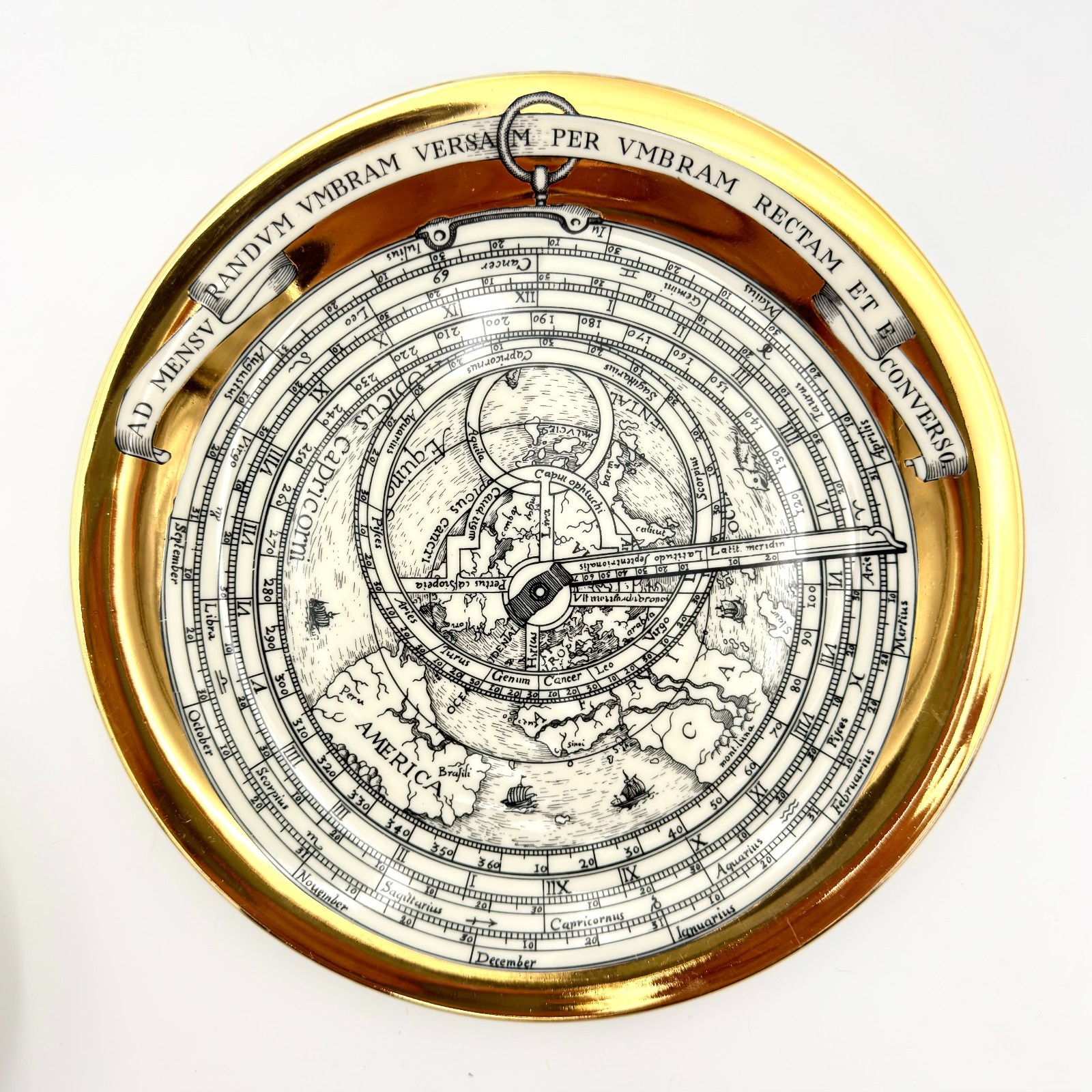 Fornasetti Milano Italy Astrolabio No. 4 Porcelain Christmas Plate 1968