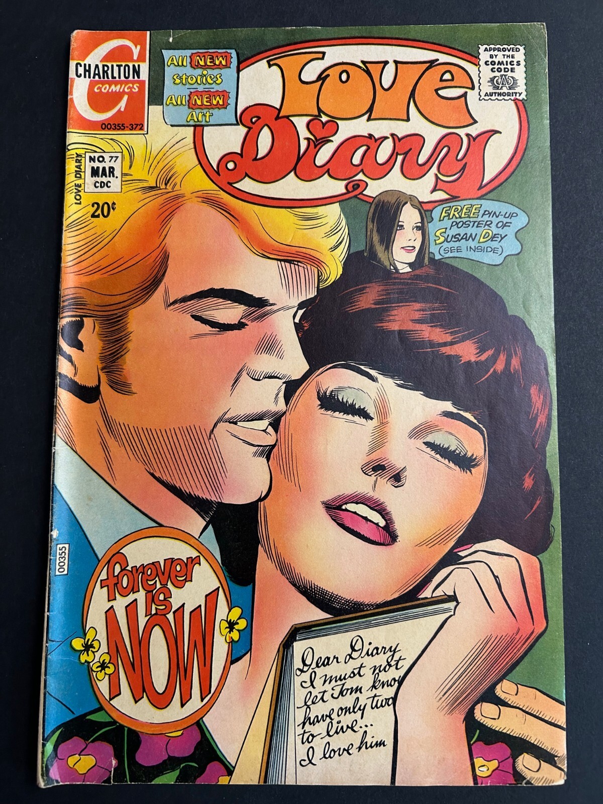 Love Diary 77 VG+ -- Susan Dey Pinup, Charlton Romance 1972