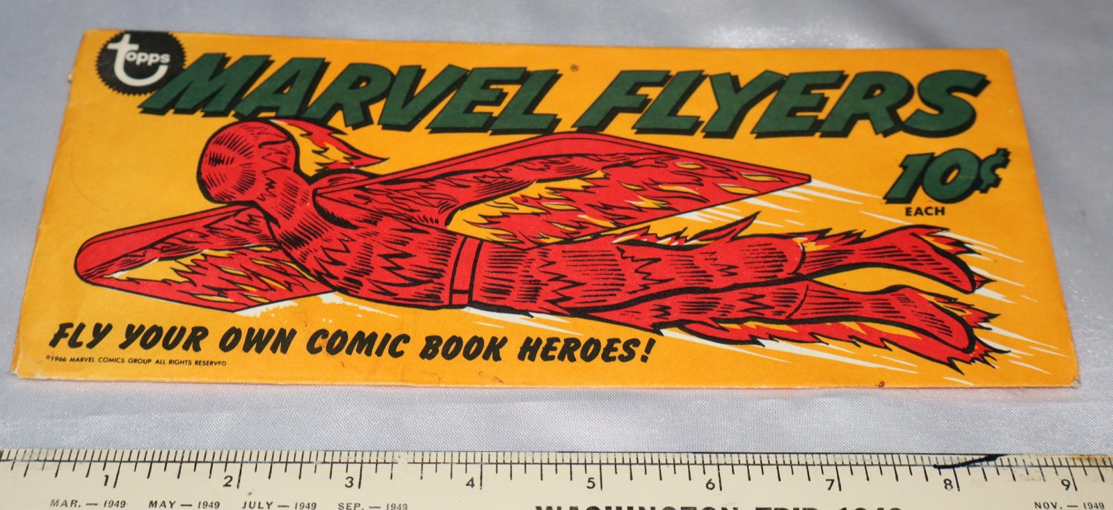Rare 1966 Topps Marvel Flyers Empty 10 cent Wrapper Human Torch MMMS VTG 60s Rare 1966 Topps Marvel Flyers Empty 10 cent Wrapper Human Torch MMMS VTG 60s
