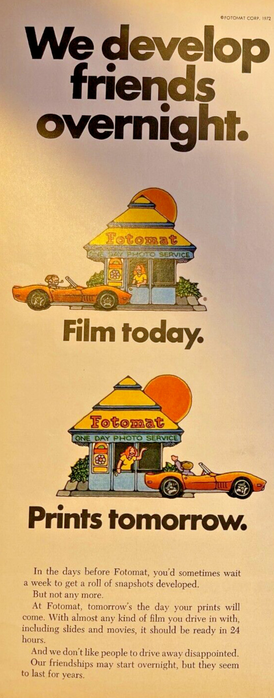 Magazine Advertisement 1972 Fotomat Film Today Prints Tomorrow Magazine Advertisement 1972 Fotomat Film Today Prints Tomorrow