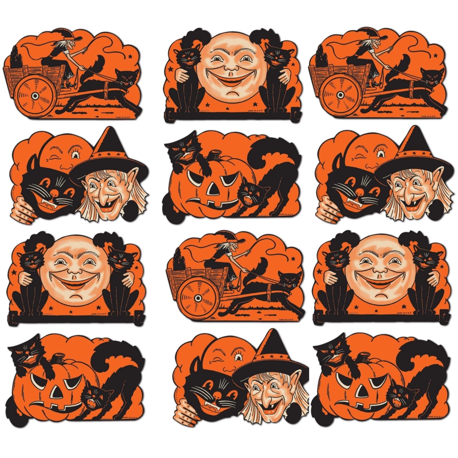 Beistle Vintage Halloween Cutouts – 12 Pack, Double-Sided Cardstock Wall Beistle Vintage Halloween Cutouts – 12 Pack, Double-Sided Cardstock Wall
