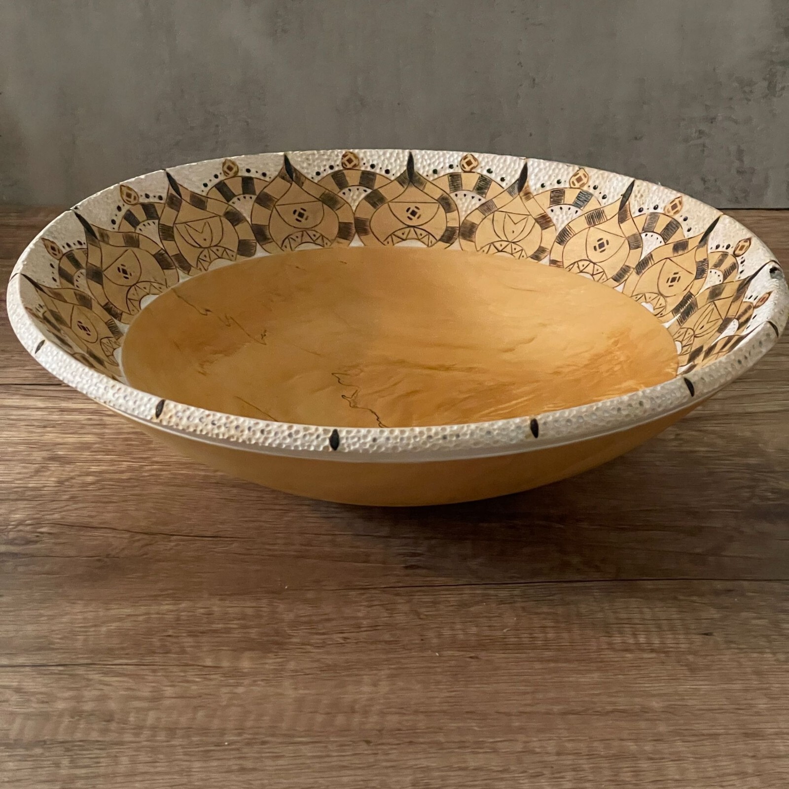 Boston Woodturning Tommy Gagnon Box Elder Ink Pyro Hand Turned Wooden Bowl 2016