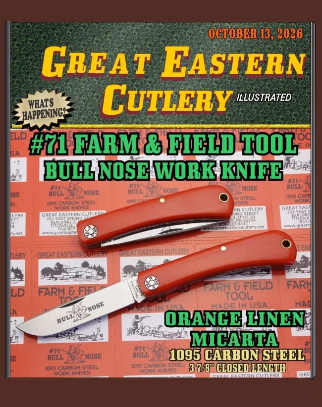 GEC Farm & Field Tool. 715126 Bull Nose knife. Orange Linen Micarta