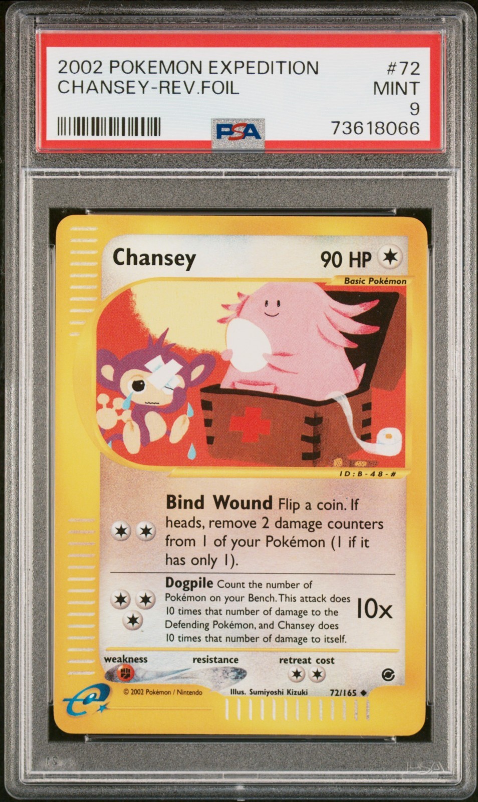 PSA 9 Chansey Reverse Holo #72 Expedition [US/UK/EU/CA] 72h Delivery