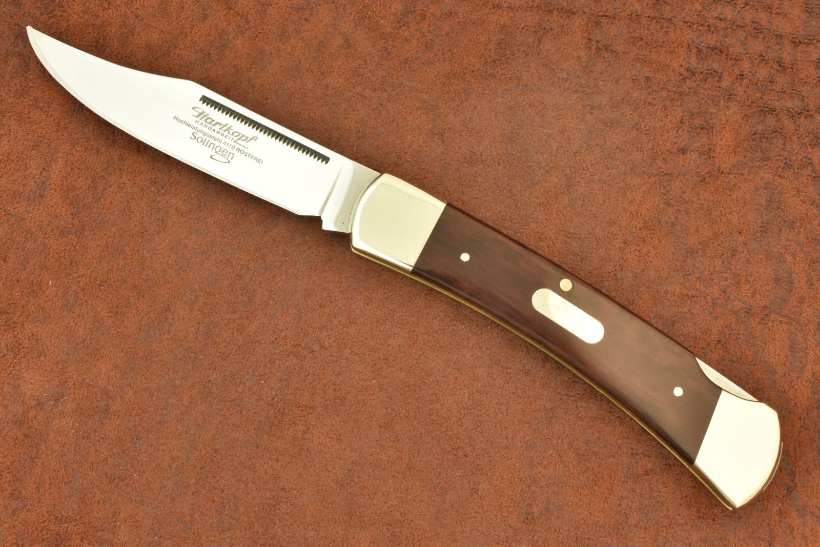 HARTKOPF SOLINGEN GERMANY SMOOTH WOOD PREMIUM LONG PULL LOCKBACK KNIFE (32430)
