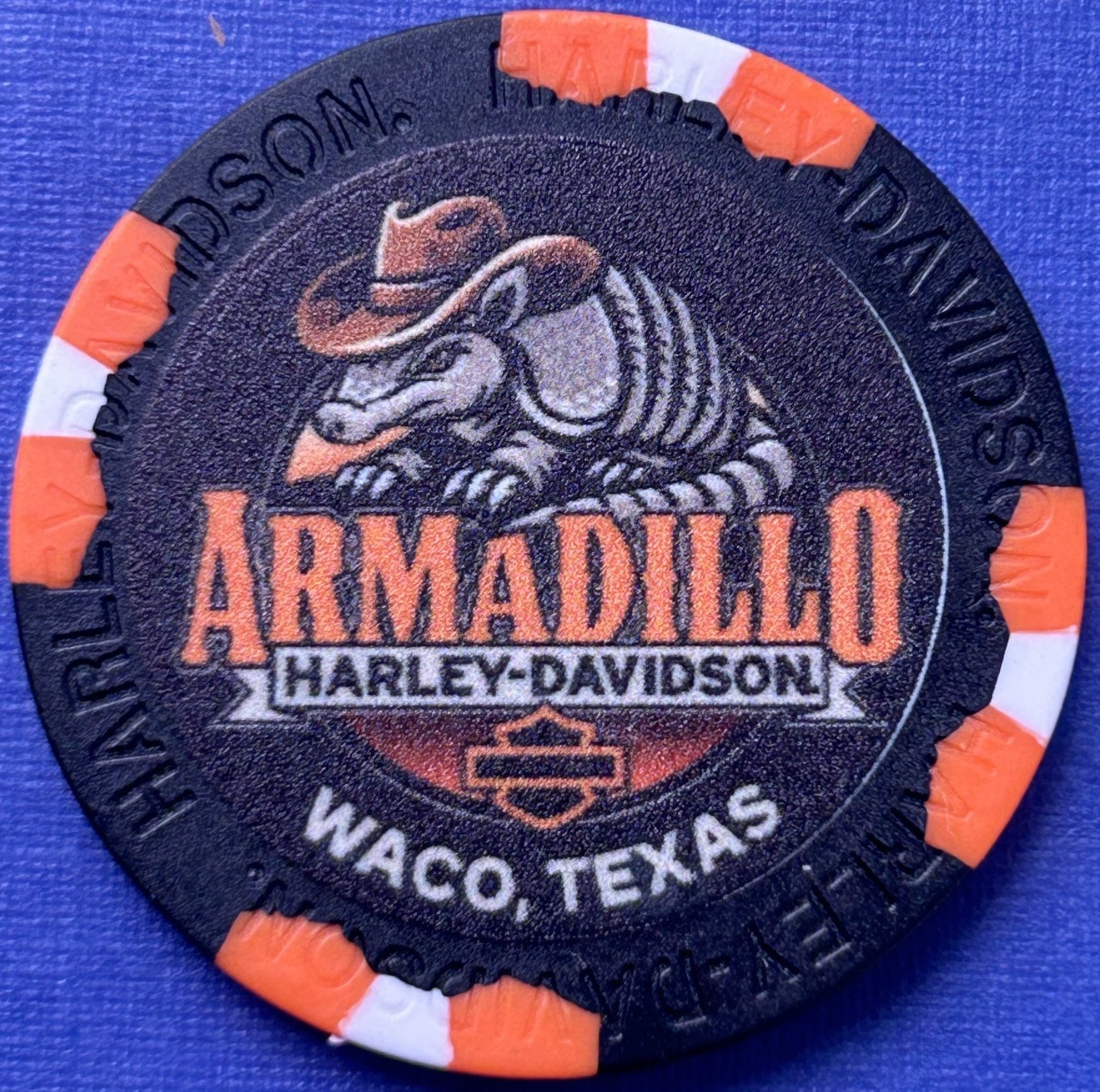 Harley Davidson Wide Print Poker Chip from Armadillo HD in Waco, Texas Harley Davidson Wide Print Poker Chip from Armadillo HD in Waco, Texas