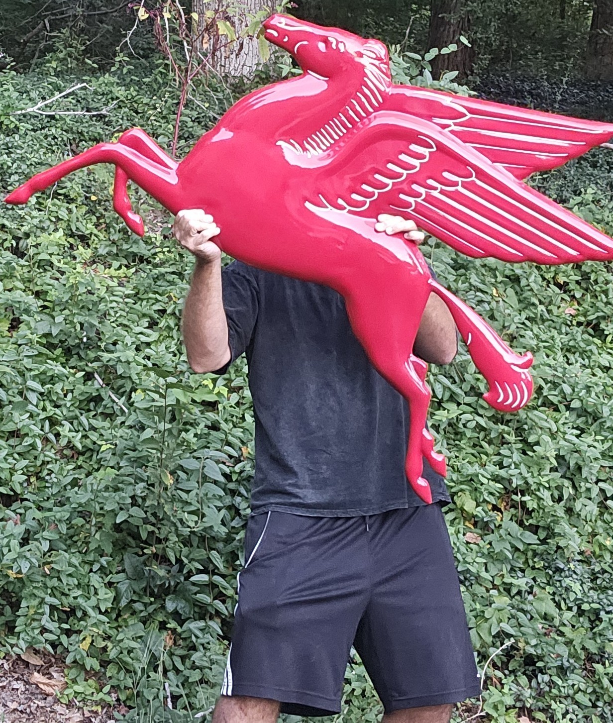 Red Mobil oil Pegasus 3D Embossed Porcelain Metal Gas Oil Sign Approx. 36 Red Mobil oil Pegasus 3D Embossed Porcelain Metal Gas Oil Sign Approx. 36