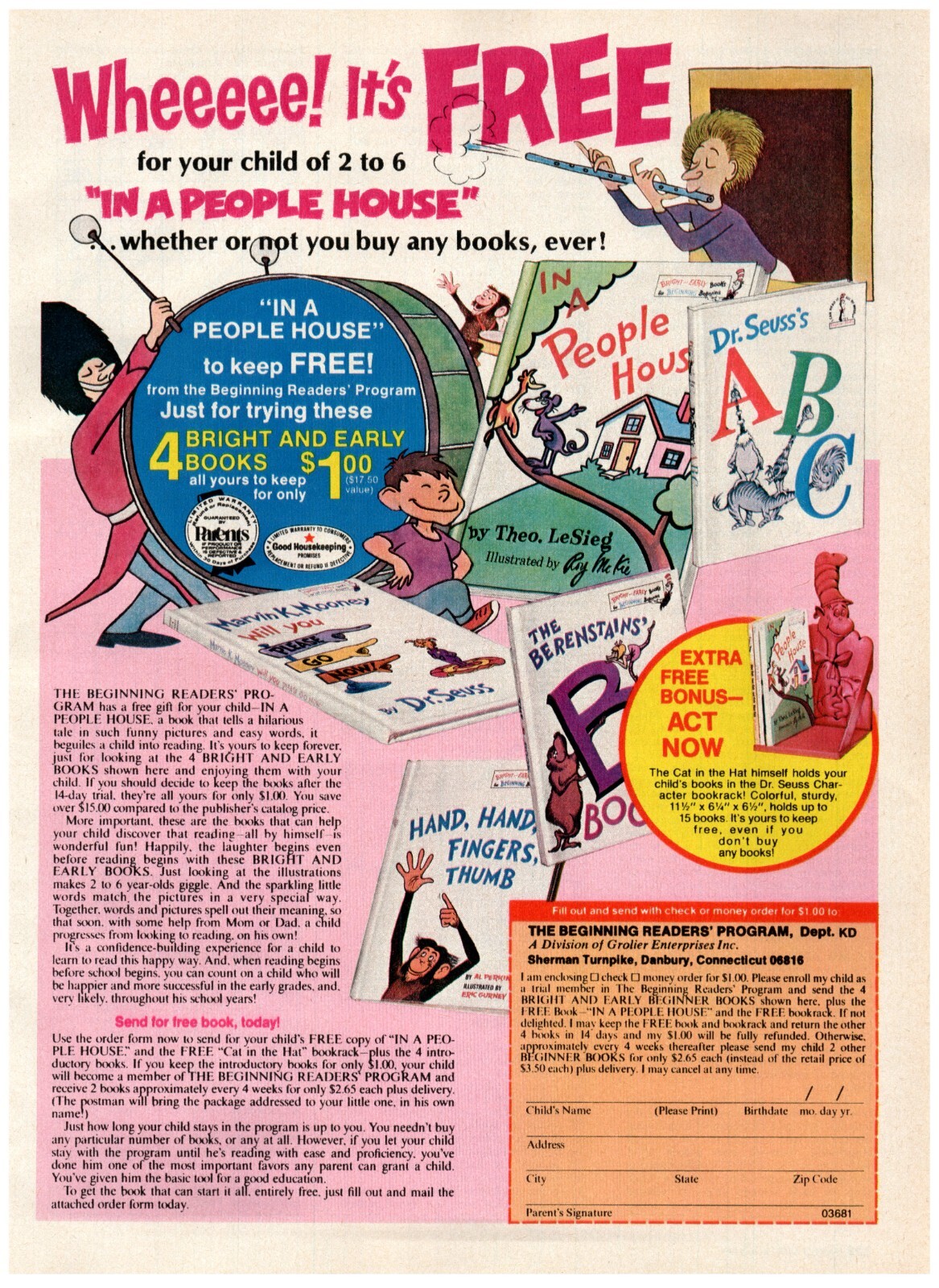 1979 The Beginning Readers Program Print Ad, 70\'s Dr. Seuss Art Books Order Form