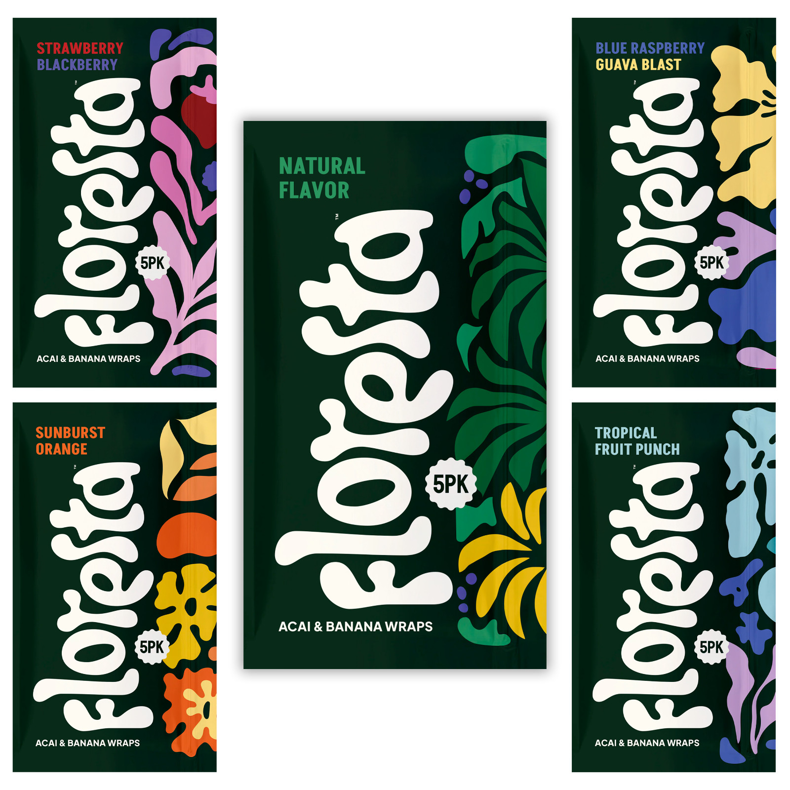 Floresta Acai Wraps - Assorted Trial Pack Banana + Acai Blend Wraps. Pack of 5 Floresta Acai Wraps - Assorted Trial Pack Banana + Acai Blend Wraps. Pack of 5