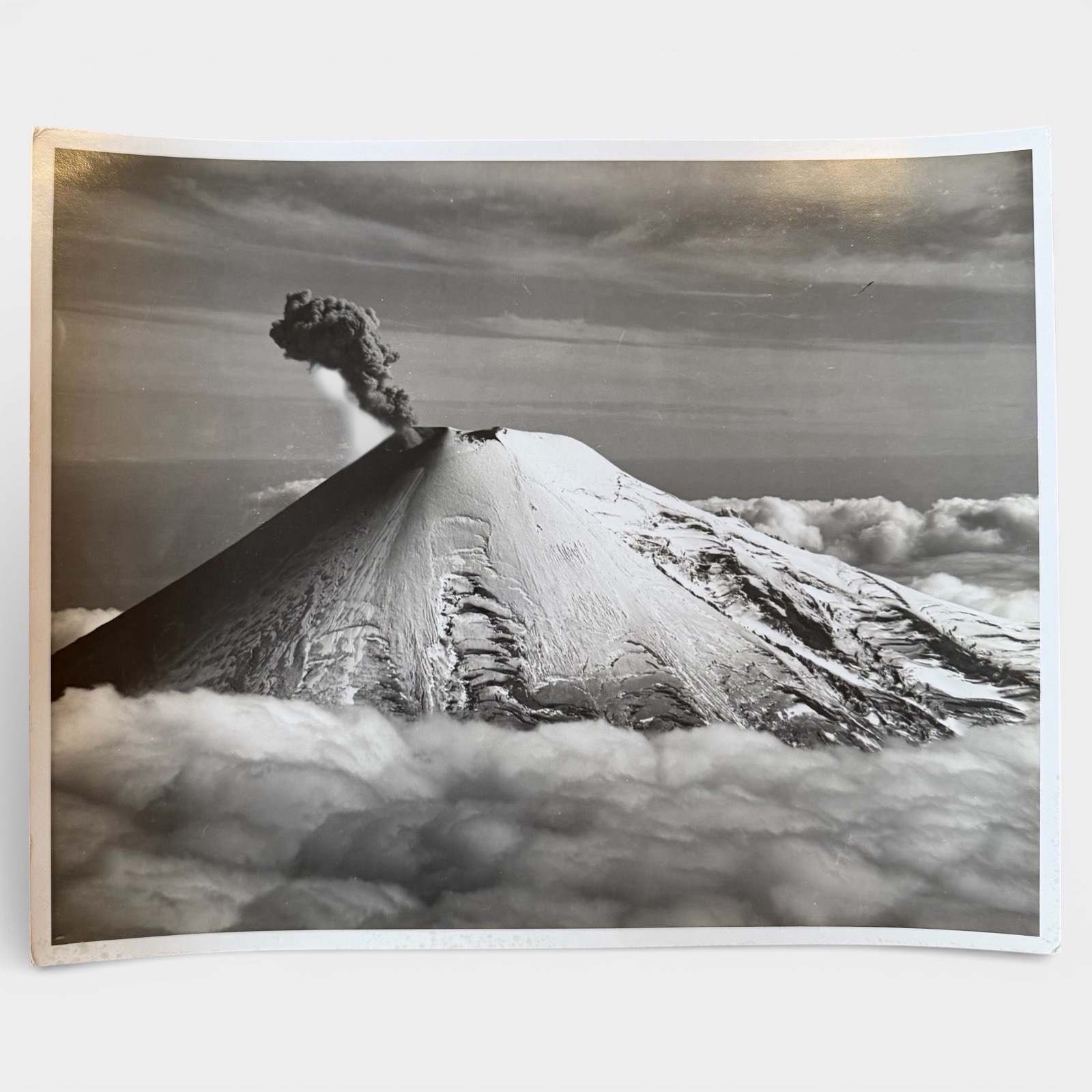 WWII Aerial Mount Asama Volcano Japan Eruption Photo Black White 8x10 Navy