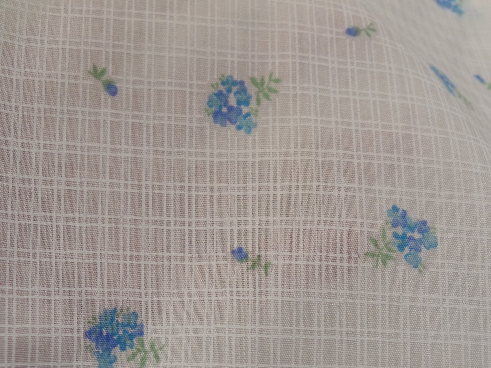 White Window Pane Dimity, Tiny Blue Flowers, Cotton Doll Clothes 2 1/2Yd x 45\ White Window Pane Dimity, Tiny Blue Flowers, Cotton Doll Clothes 2 1/2Yd x 45\
